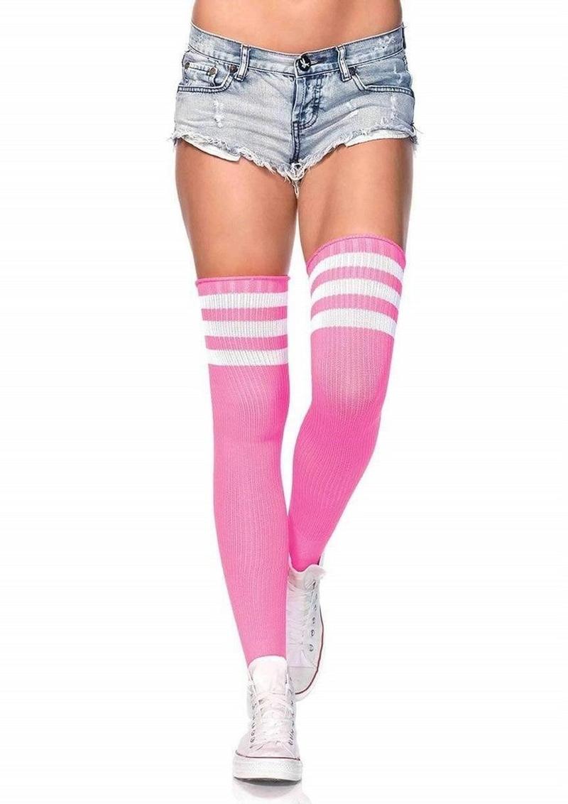 Leg Avenue Athlete Thigh Hi with 3 Stripe Top - O/S - Pink