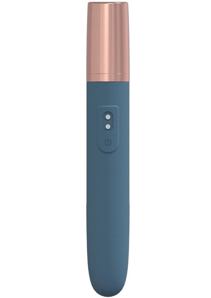 LoveLine The Traveler Rechargeable 10 Speed Travel Vibrator - Blue - Holds Lubricant