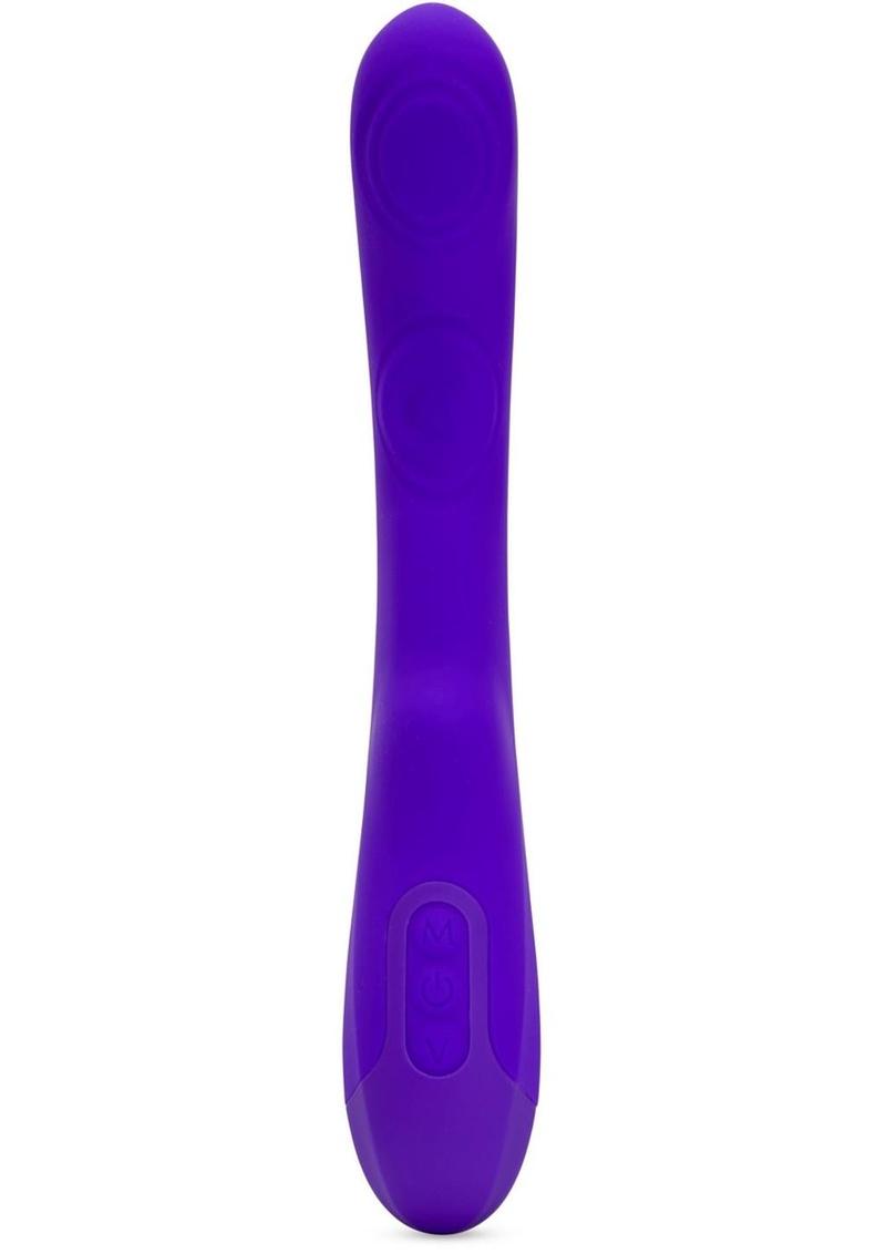 Nu Sensuelle Vivi Rechargeable Silicone Double Tapping Vibrator with Clitoral Stimulation - Deep Purple