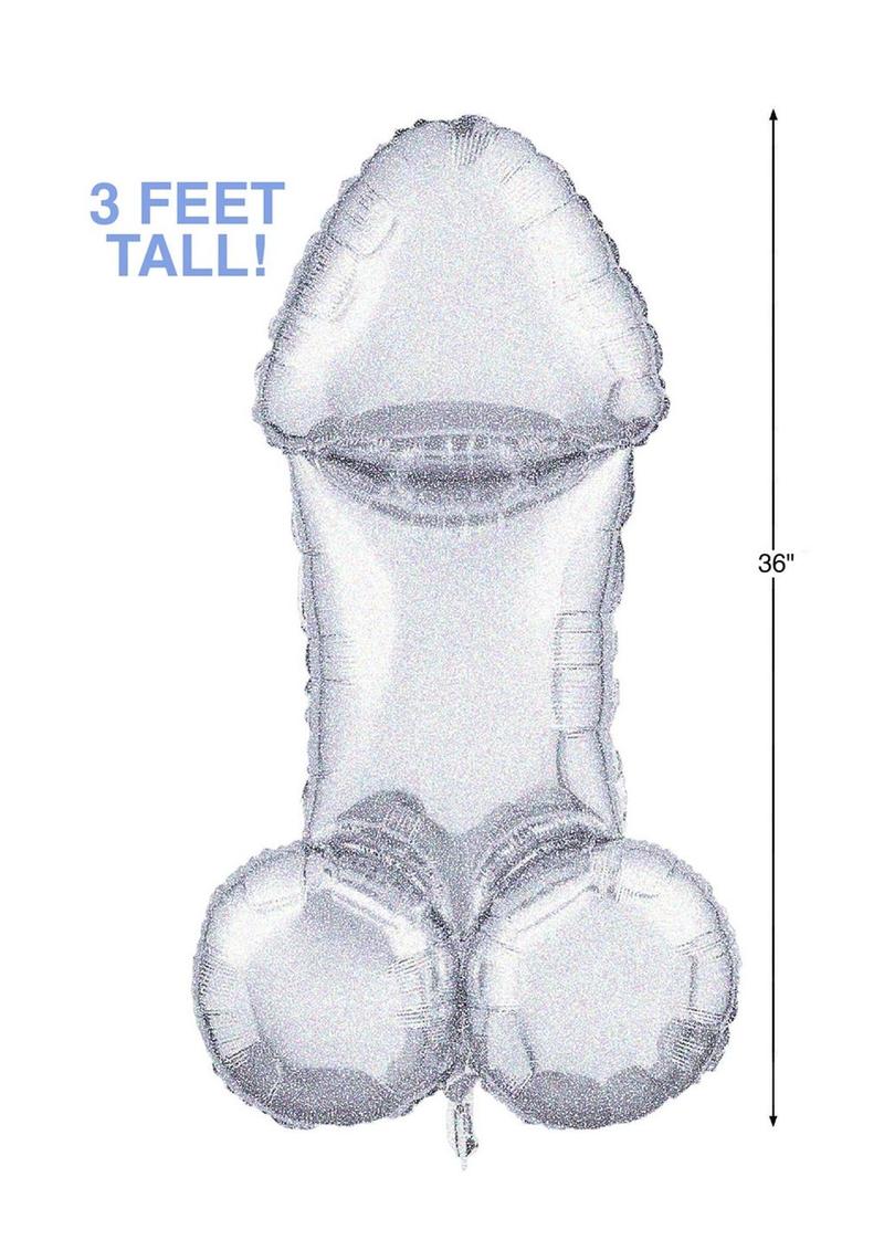 Glitterati Disco Penis 3Ft. Mylar Balloon - Silver/Black