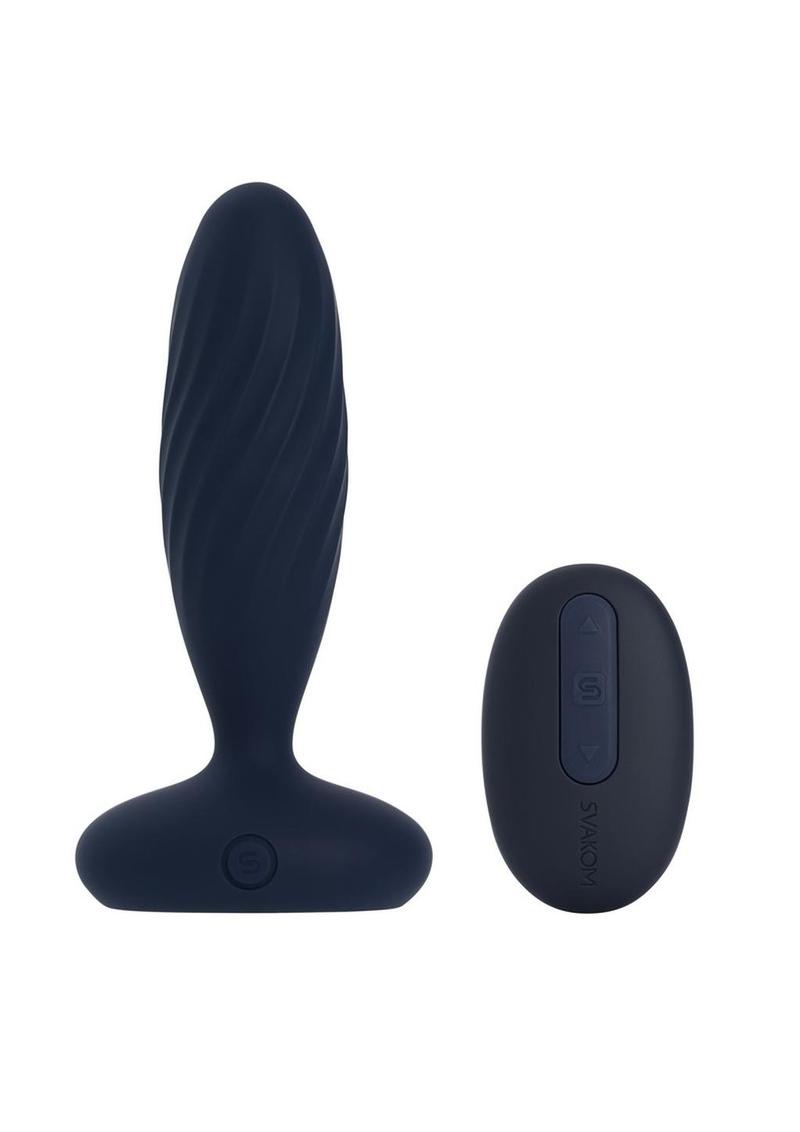 Svakom Jordan Rechargeable Silicone App Control Thrusting Anal Vibrator - Navy Blue