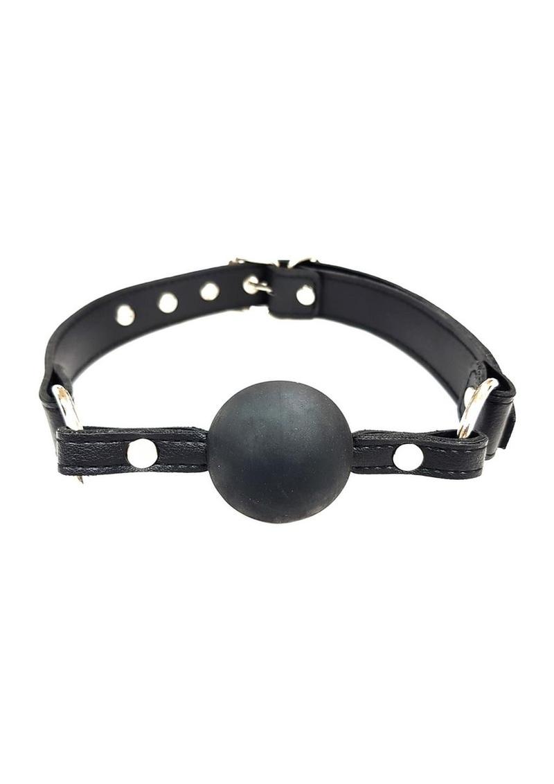 Fetish Play Ball Gag Vegan Leather - Black