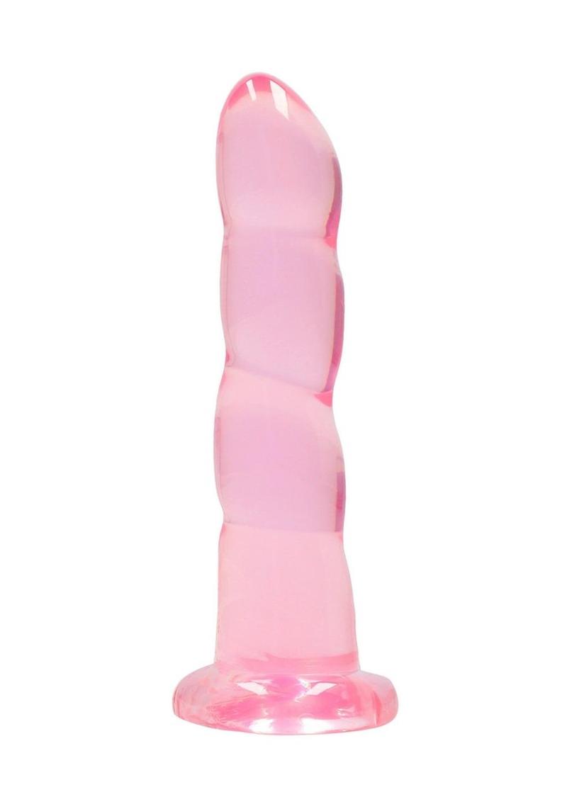 RealRock Crystal Clear Non Realistic Dildo with Suction Cup 7in - Pink