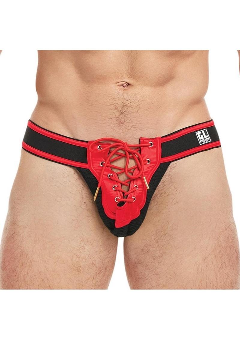 Goal Line Lace-Up Jockstrap - Large/XLarge - Red