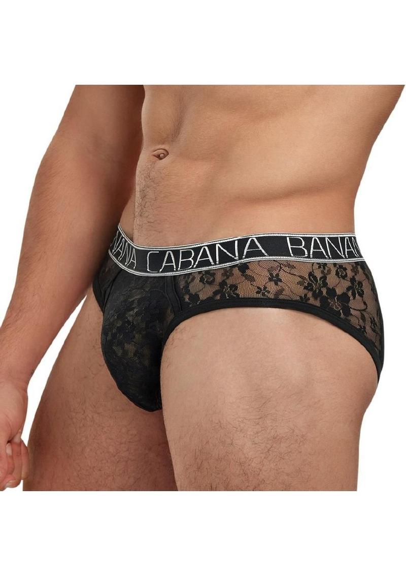 Banana Cabana Lace Nights Low Rise Brief - Large/XLarge - Black