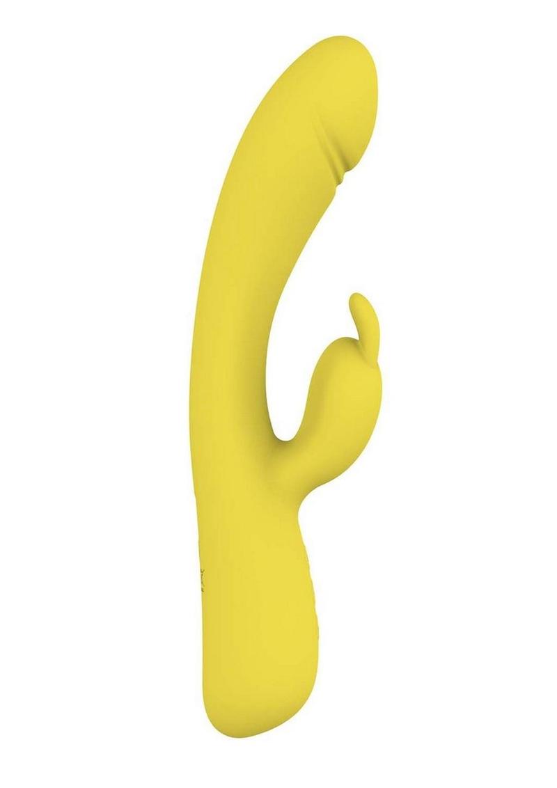 Blaze Heat Up Bunny Rechargeable Silicone Rabbit Vibrator - Yellow